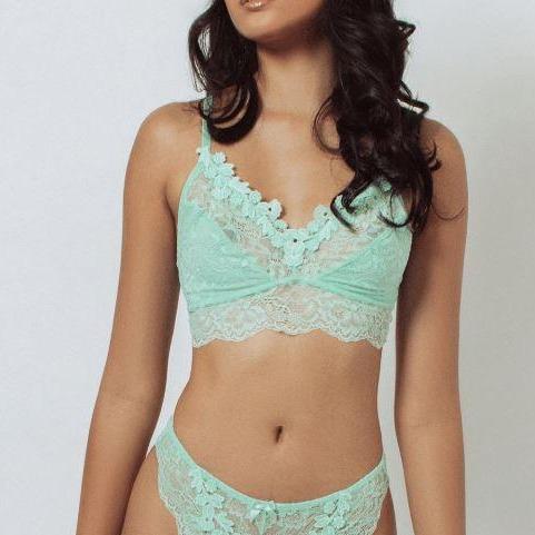 Kilo Brava Lace & Mesh Bralette-Anna Bella Fine Lingerie-Mist Green-Small-