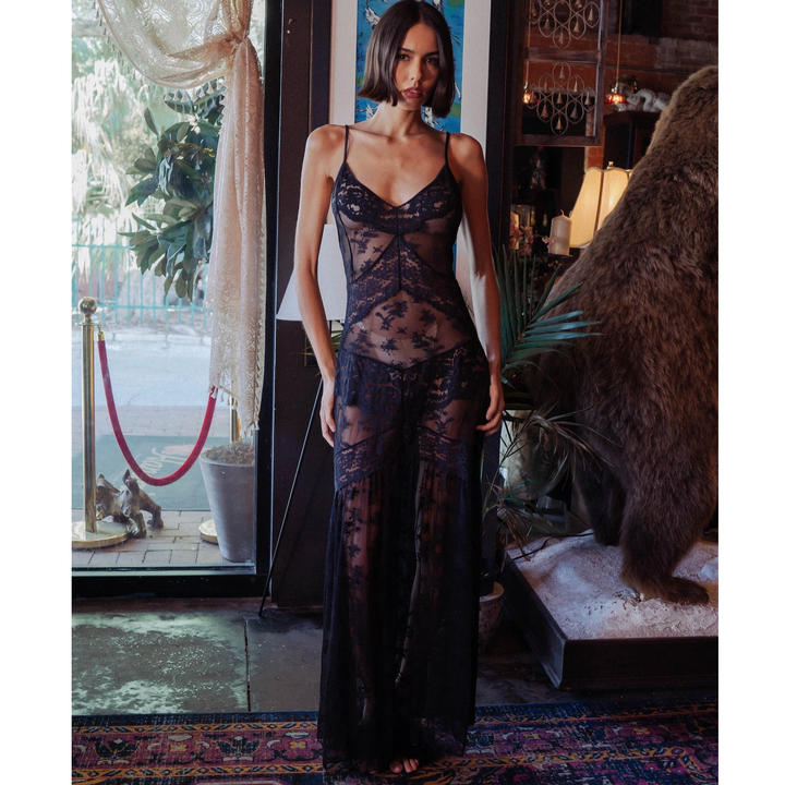 Kilo Brava Maxi Slip in Black 16279-Sleepwear-Kilo Brava-Black-Small-Anna Bella Fine Lingerie, Reveal Your Most Gorgeous Self!