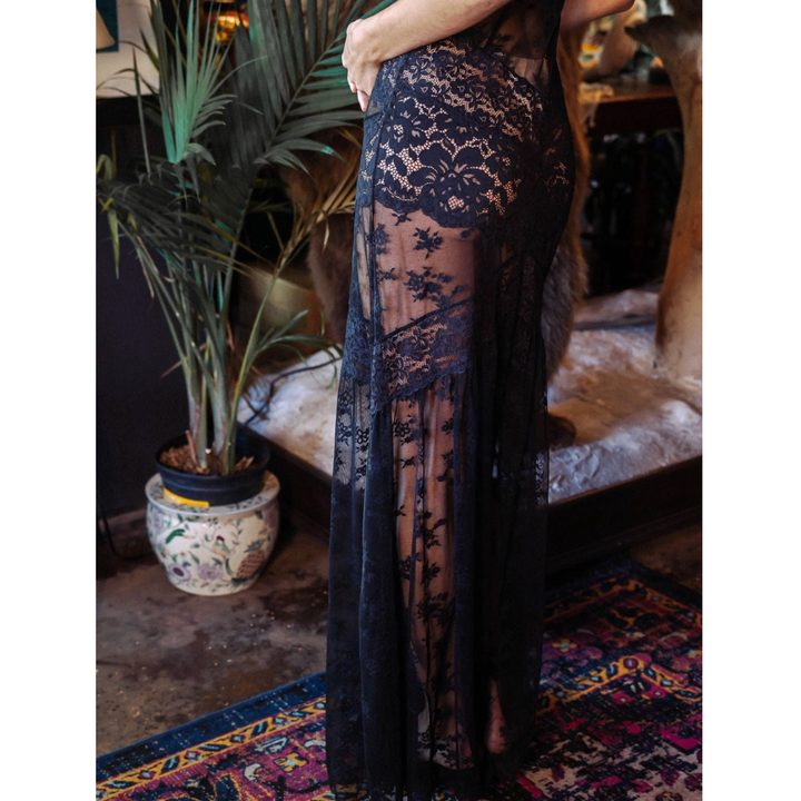 Kilo Brava Maxi Slip in Black 16279-Sleepwear-Kilo Brava-Black-Small-Anna Bella Fine Lingerie, Reveal Your Most Gorgeous Self!