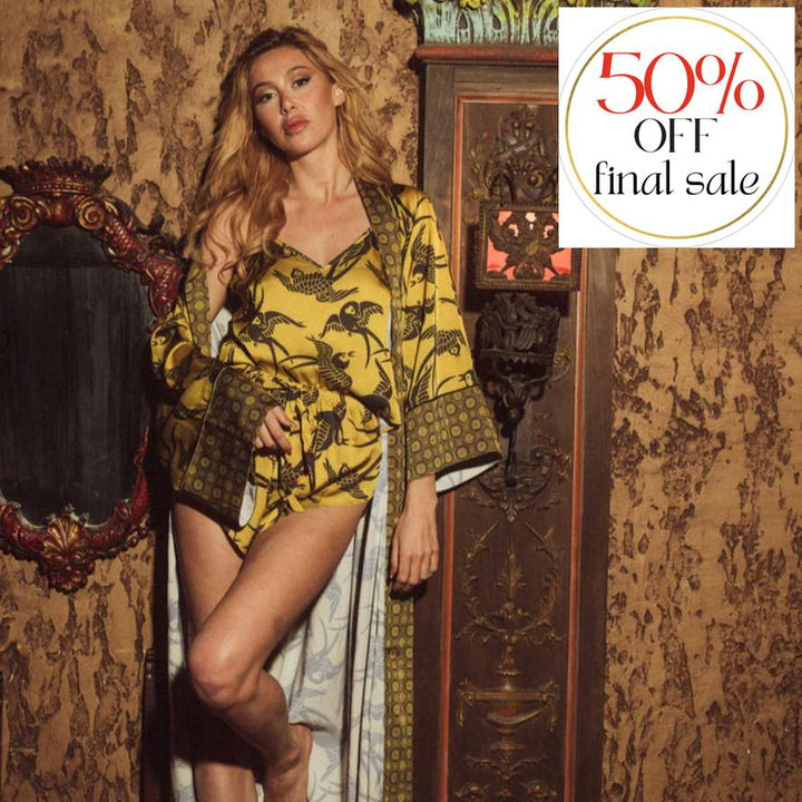 Kilo Brava Satin Collection Cami and Tap Short Set 14208-Loungewear-Kilo Brava-Goldfinch-Small-Anna Bella Fine Lingerie, Reveal Your Most Gorgeous Self!