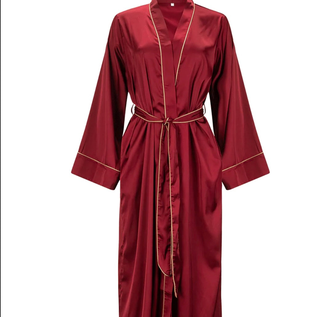 Kilo Brava Satin Maxi Robe Ruby Wine/ Almond 17023-Anna Bella Fine Lingerie-Ruby Wine/Almond-Small-