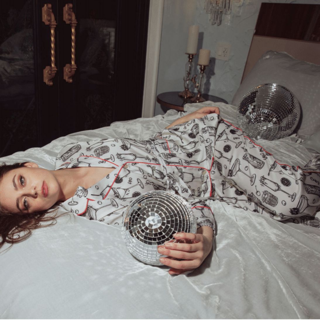 Kilo Brava Winter Cocktails Satin Pajama Set14116-Loungewear-Kilo Brava-Winter Cocktails-Small-Anna Bella Fine Lingerie, Reveal Your Most Gorgeous Self!