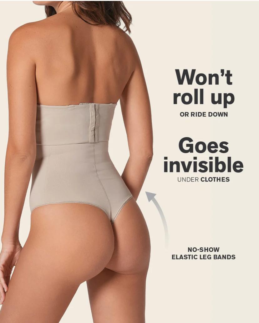 Leonisa Extra High-Waisted Sculpting Thong Panty 012939-Shapewear-Leonisa-Nude-Medium-Anna Bella Fine Lingerie, Reveal Your Most Gorgeous Self!
