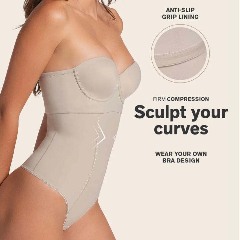 Leonisa Extra High-Waisted Sculpting Thong Panty 012939-Anna Bella Fine Lingerie-Nude-Medium-