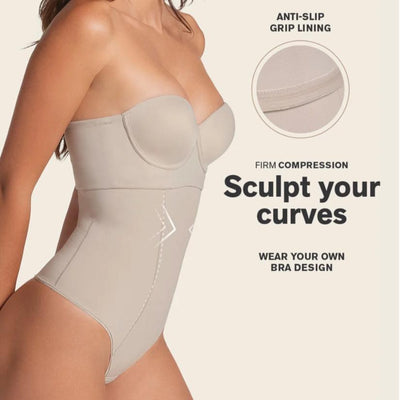 Leonisa Extra High-Waisted Sculpting Thong Panty 012939-Anna Bella Fine Lingerie-Nude-Medium-