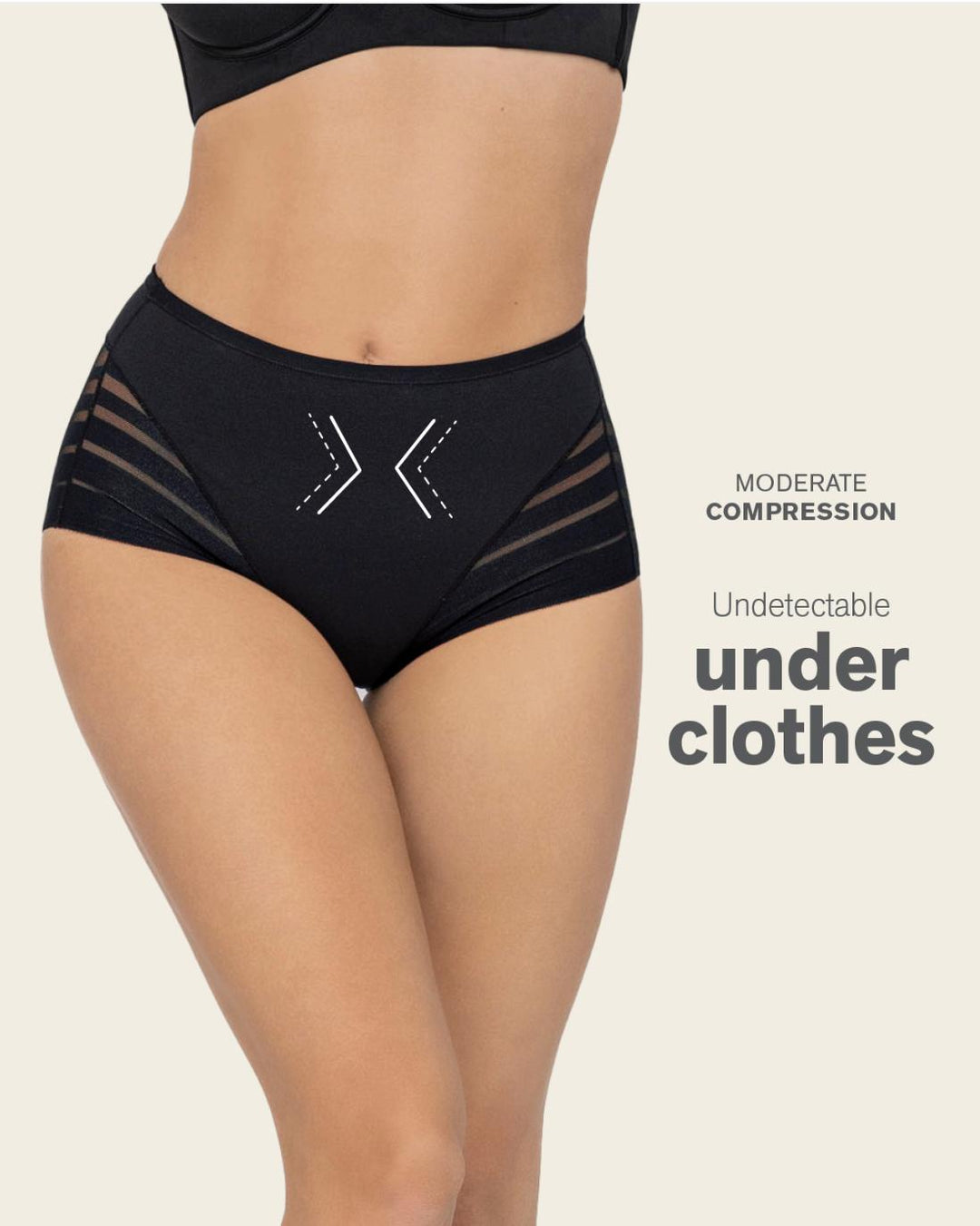 Leonisa Lace Stripe Undetectable Classic Shaper Panty 012903-Shapewear-Leonisa-White-Medium-Anna Bella Fine Lingerie, Reveal Your Most Gorgeous Self!