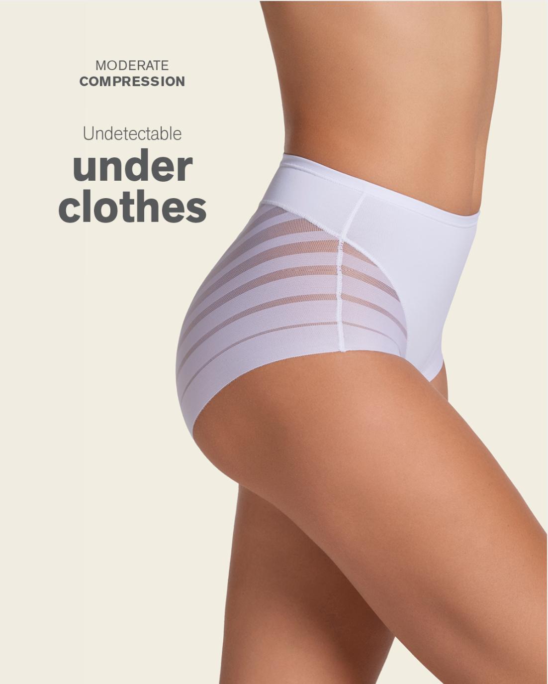 Leonisa Lace Stripe Undetectable Classic Shaper Panty 012903-Anna Bella Fine Lingerie-White-Medium-