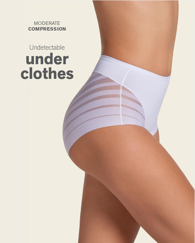 Leonisa Lace Stripe Undetectable Classic Shaper Panty 012903-Anna Bella Fine Lingerie-White-Medium-