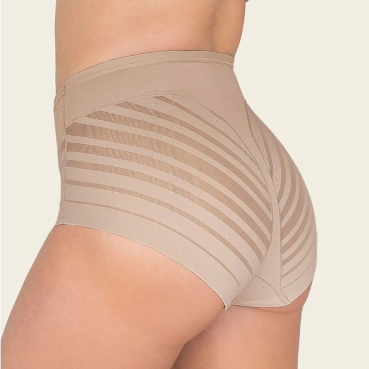 Leonisa Lace Stripe Undetectable Classic Shaper Panty 012903 in Beige-Shapewear-Leonisa-Beige-Small-Anna Bella Fine Lingerie, Reveal Your Most Gorgeous Self!