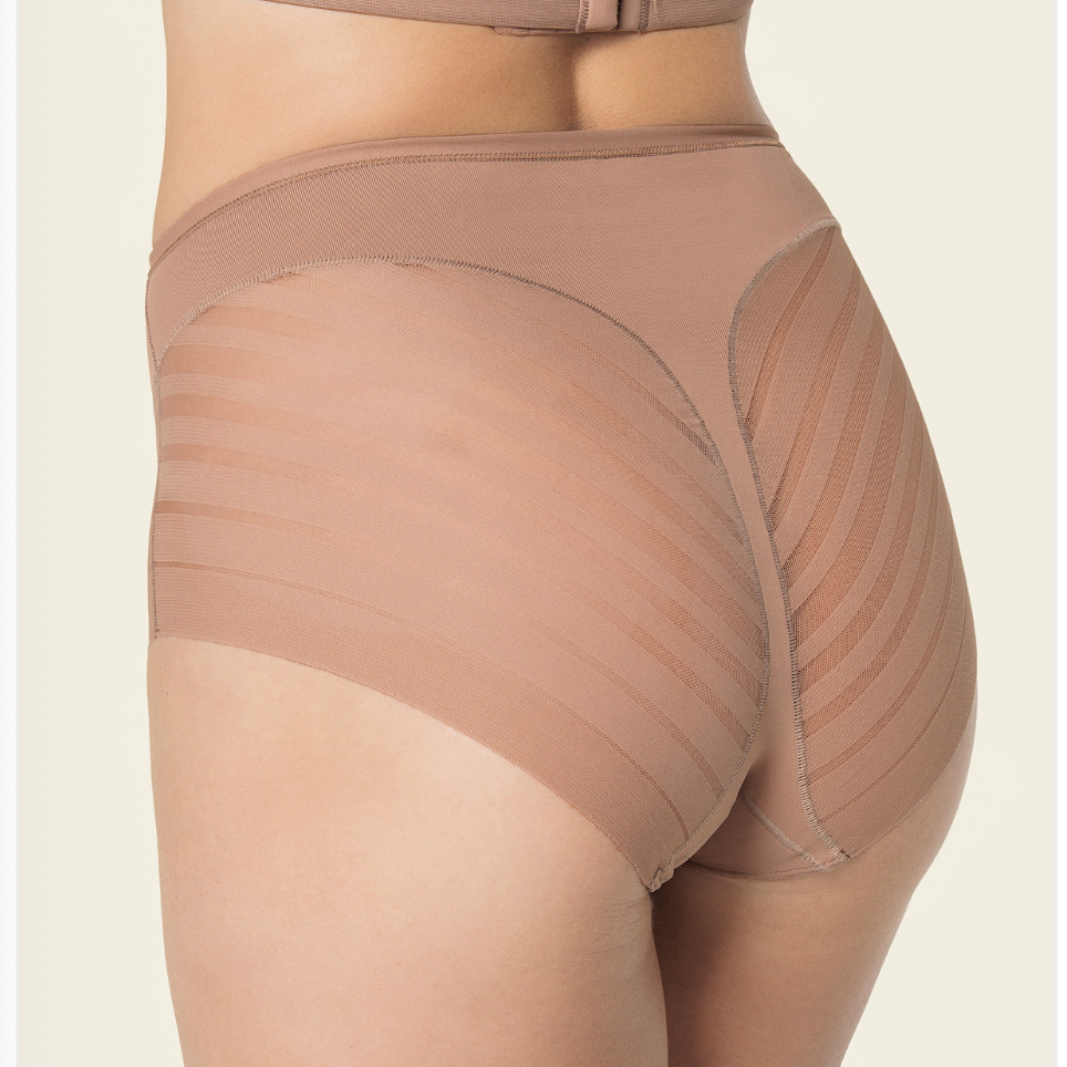 Leonisa Lace Stripe Undetectable Classic Shaper Panty 012903 in Brown-Shapewear-Leonisa-Brown-Medium-Anna Bella Fine Lingerie, Reveal Your Most Gorgeous Self!