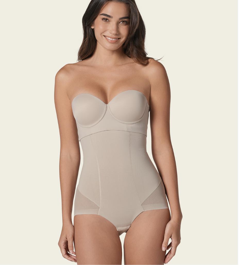 LeonisaExtra High-Waisted Sheer Bottom Sculpting Shaper Panty 012811-Anna Bella Fine Lingerie-Nude-Medium-
