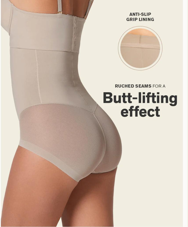 LeonisaExtra High-Waisted Sheer Bottom Sculpting Shaper Panty 012811-Shapewear-Leonisa-Nude-Medium-Anna Bella Fine Lingerie, Reveal Your Most Gorgeous Self!