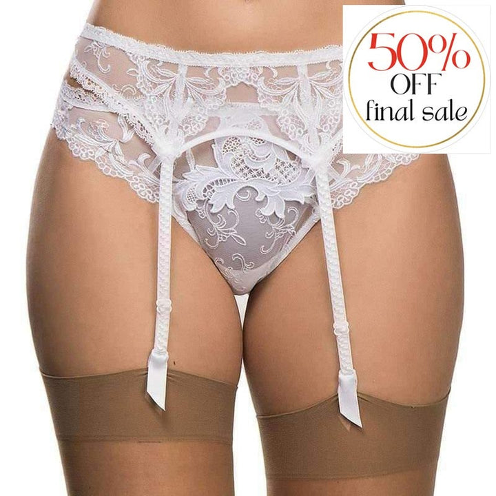 Lise Charmel Acanthe Arty Suspender Belt ACG4707-Garter Belt-Lise Charmel-Blanc-Small-Anna Bella Fine Lingerie, Reveal Your Most Gorgeous Self!