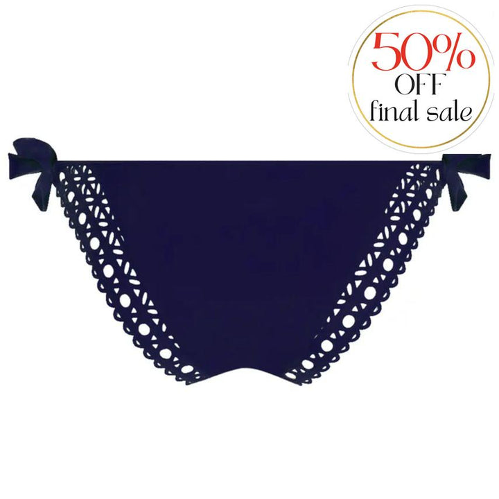 Lise Charmel Ajourage Couture Side Tie Bikini ABA0115 in Marina Couture-Swimwear-Lise Charmel-Blue Crystal-XSmall-Anna Bella Fine Lingerie, Reveal Your Most Gorgeous Self!