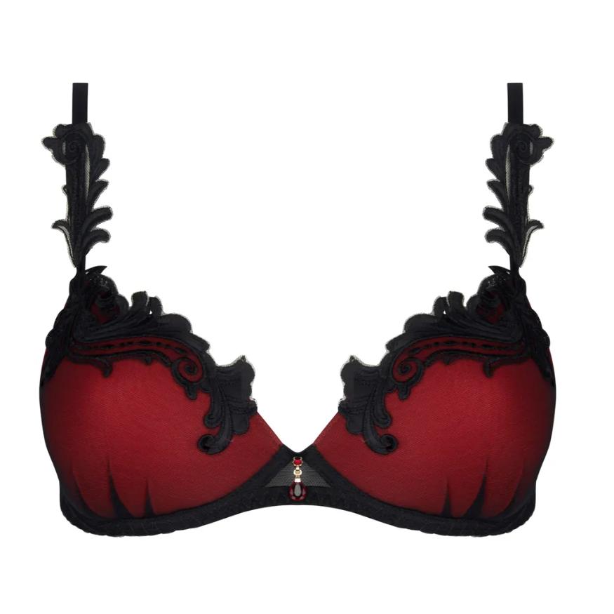 Lise Charmel Bellissime Inconnue Padded Plunge Bra ACJ8549-Bras-Lise Charmel-Ombre Rouge-32-B-Anna Bella Fine Lingerie, Reveal Your Most Gorgeous Self!