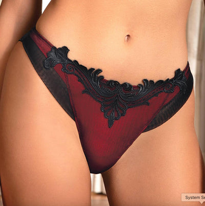 Lise Charmel Bellissime Inconnue Thong ACJ0049-Panties-Lise Charmel-Ombre Rouge-XSmall-Anna Bella Fine Lingerie, Reveal Your Most Gorgeous Self!