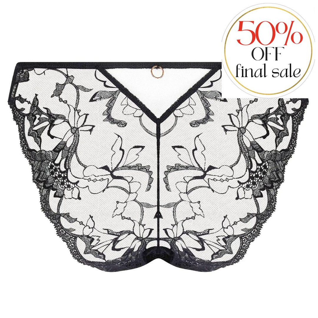 Lise Charmel Charme Secret Italian Brief ACJ0733-Panties-Lise Charmel-Charme Noir-XSmall-Anna Bella Fine Lingerie, Reveal Your Most Gorgeous Self!