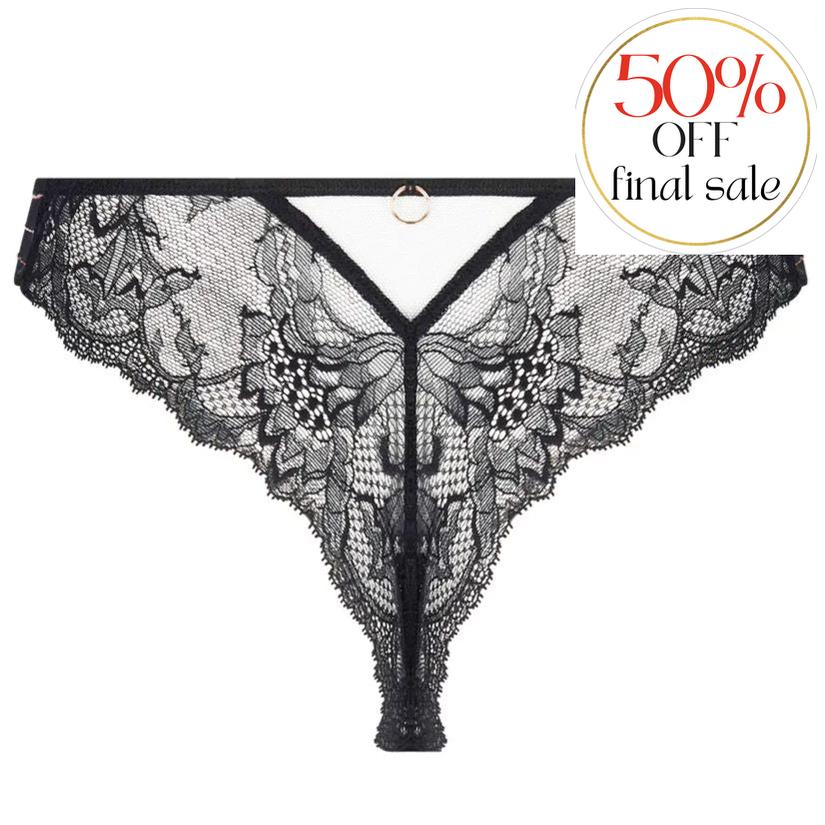 Lise Charmel Charme Secret ThongACJ0033-Panties-Lise Charmel-Charme Noir-XSmall-Anna Bella Fine Lingerie, Reveal Your Most Gorgeous Self!