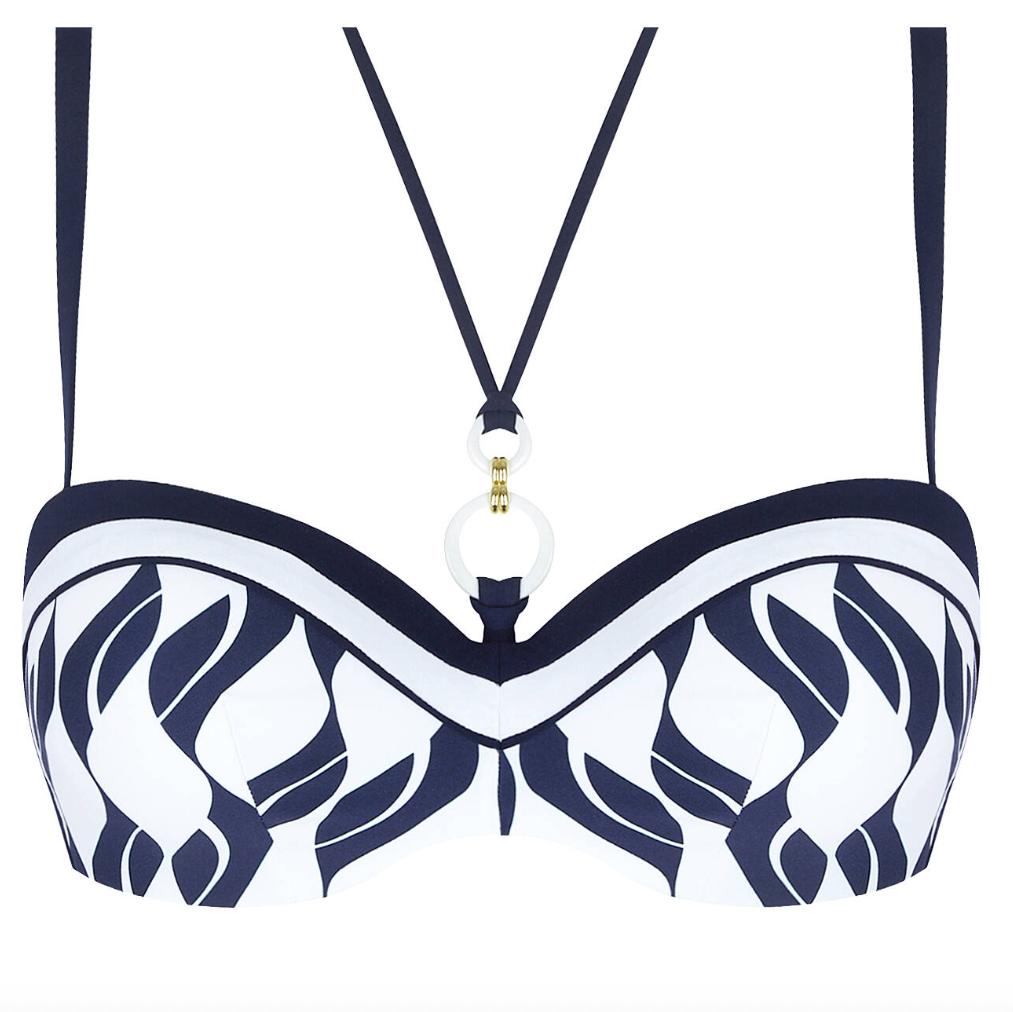 Lise Charmel Danse Des Vagues Padded Strapless Bikini Top ABB5096-Swimwear-Lise Charmel-Danse Blue-32-C-Anna Bella Fine Lingerie, Reveal Your Most Gorgeous Self!