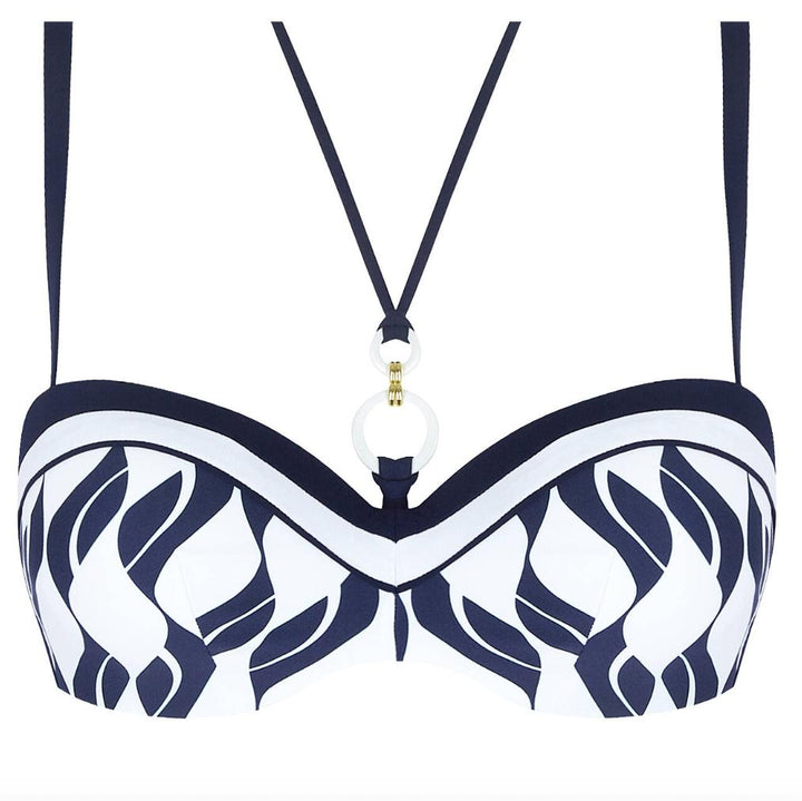Lise Charmel Danse Des Vagues Padded Strapless Bikini Top ABB5096-Swimwear-Lise Charmel-Danse Blue-32-C-Anna Bella Fine Lingerie, Reveal Your Most Gorgeous Self!