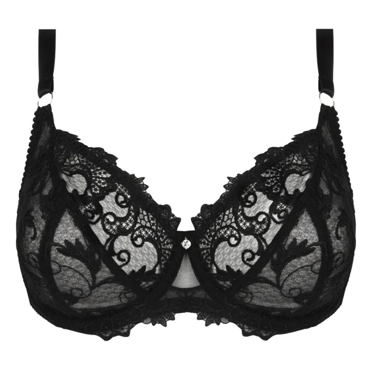Lise Charmel Dressing Floral 3/4 Balconette Bra BCC2888-Anna Bella Fine Lingerie-Black-32-F