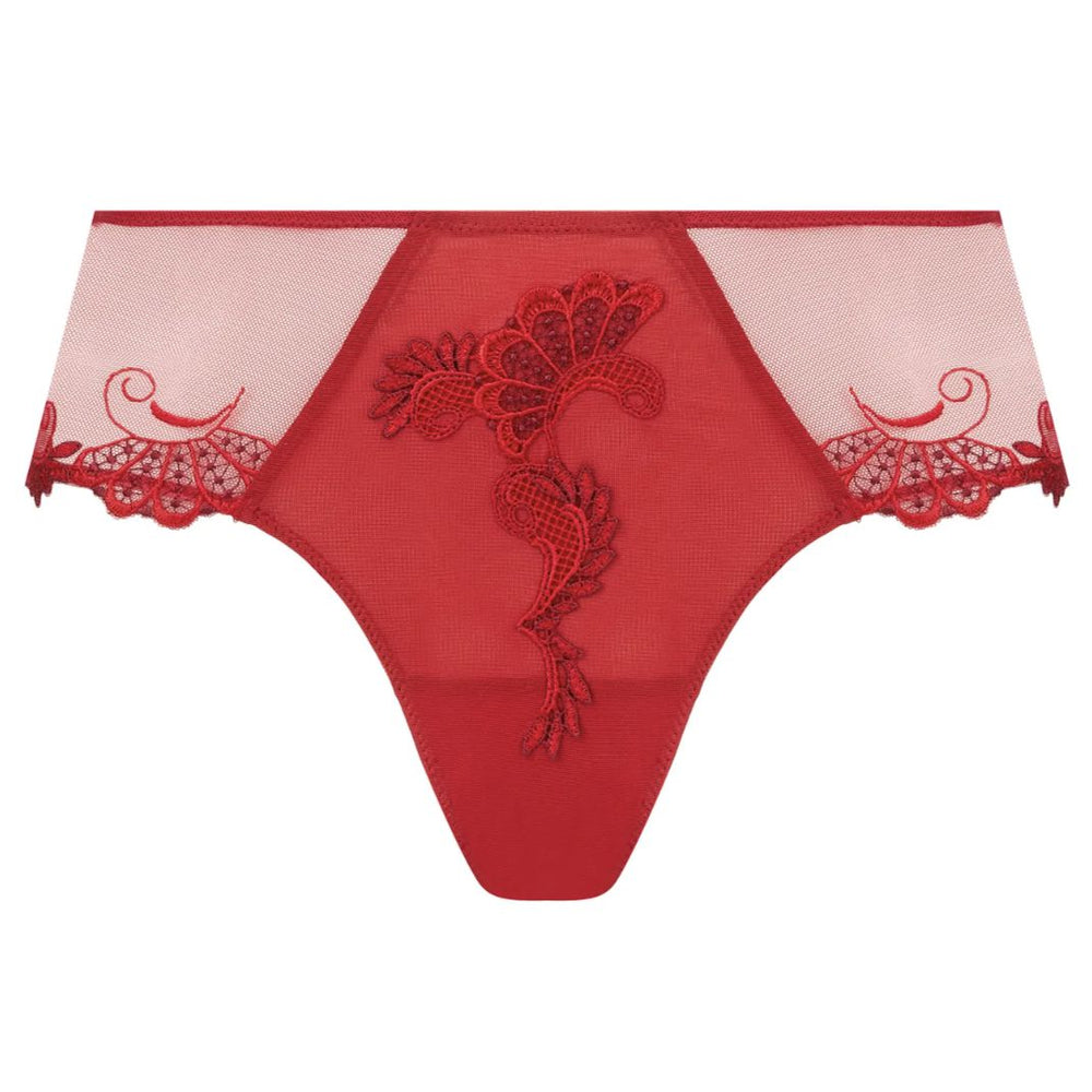 Lise Charmel Dressing Floral Boyshort BCC0488 in Red-Panties-Lise Charmel-Red-Medium-Anna Bella Fine Lingerie, Reveal Your Most Gorgeous Self!