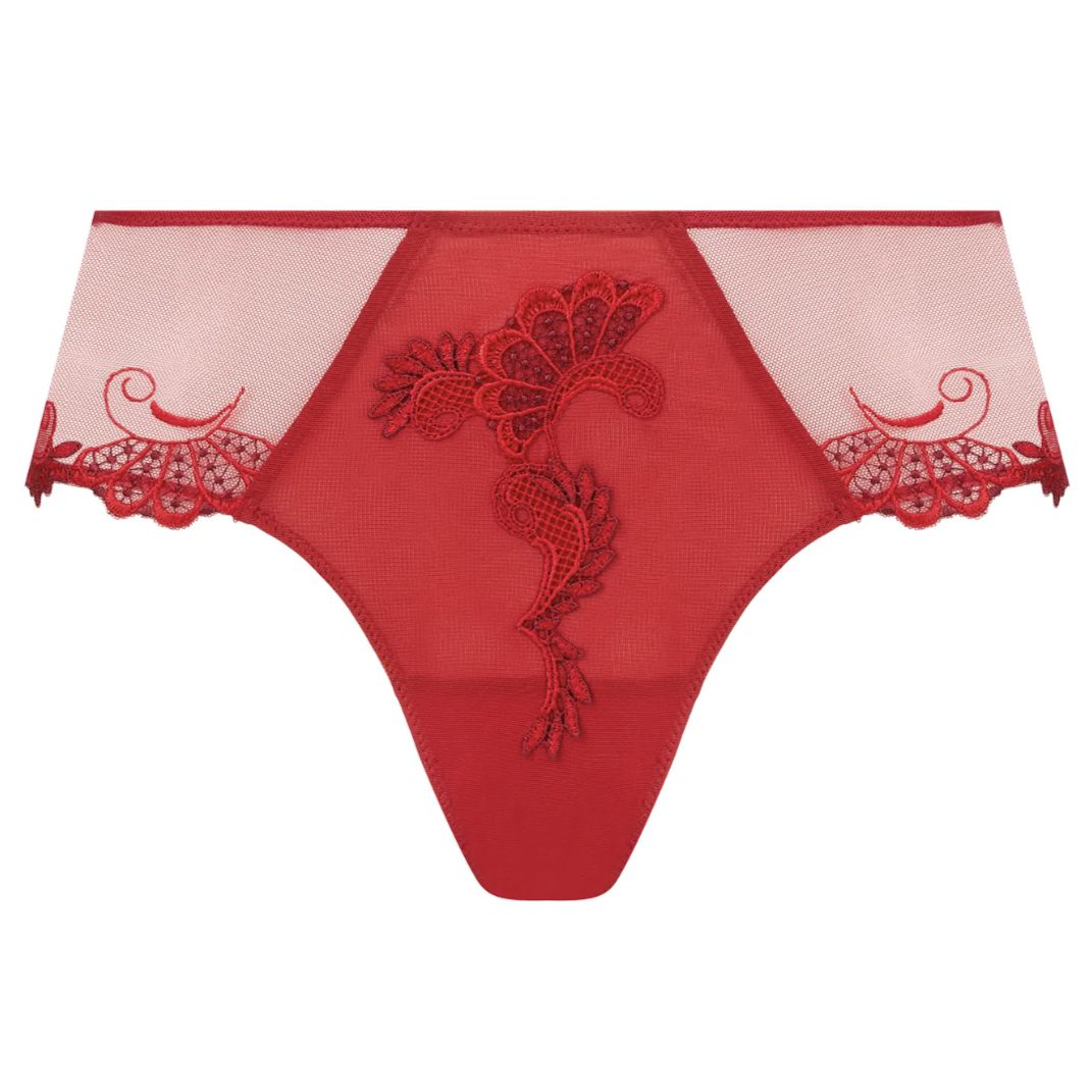 Lise Charmel Dressing Floral Boyshort BCC0488 in Red-Panties-Lise Charmel-Red-Medium-Anna Bella Fine Lingerie, Reveal Your Most Gorgeous Self!
