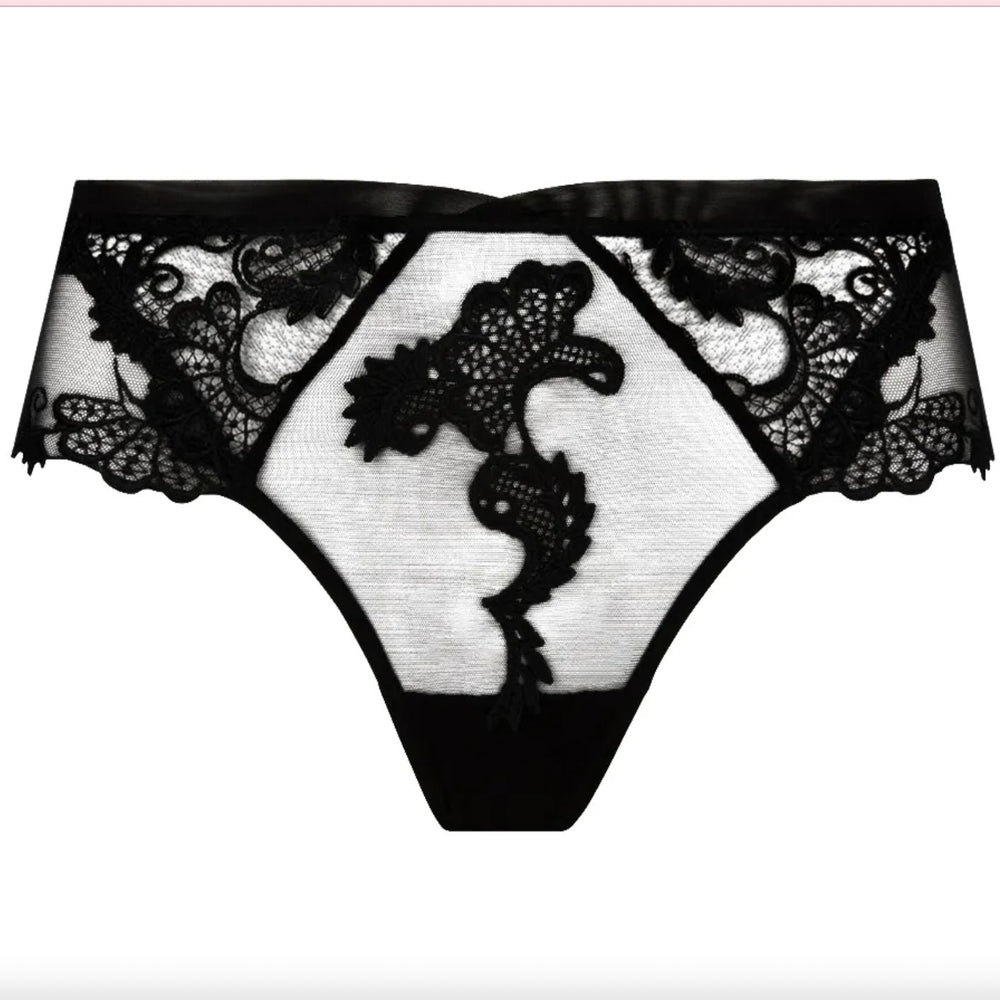 Lise Charmel Dressing Floral Boyshort in Noir ACC0488-Panties-Lise Charmel-Noir-Small-Anna Bella Fine Lingerie, Reveal Your Most Gorgeous Self!