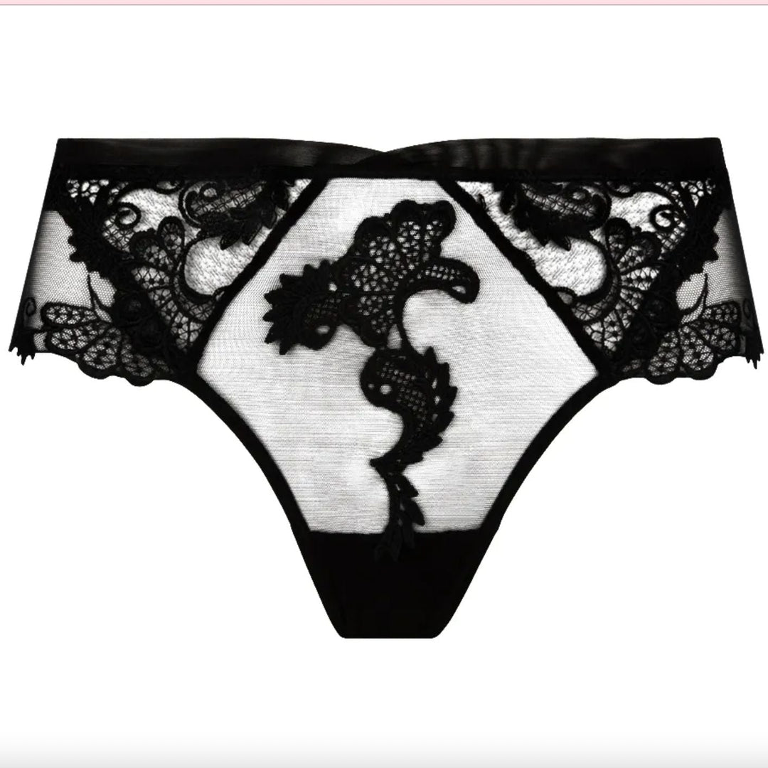 Lise Charmel Dressing Floral Boyshort in Noir ACC0488-Panties-Lise Charmel-Noir-Small-Anna Bella Fine Lingerie, Reveal Your Most Gorgeous Self!