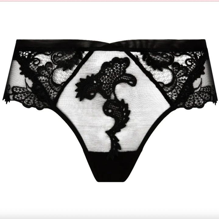 Lise Charmel Dressing Floral Boyshort in Noir ACC0488-Panties-Lise Charmel-Noir-Small-Anna Bella Fine Lingerie, Reveal Your Most Gorgeous Self!