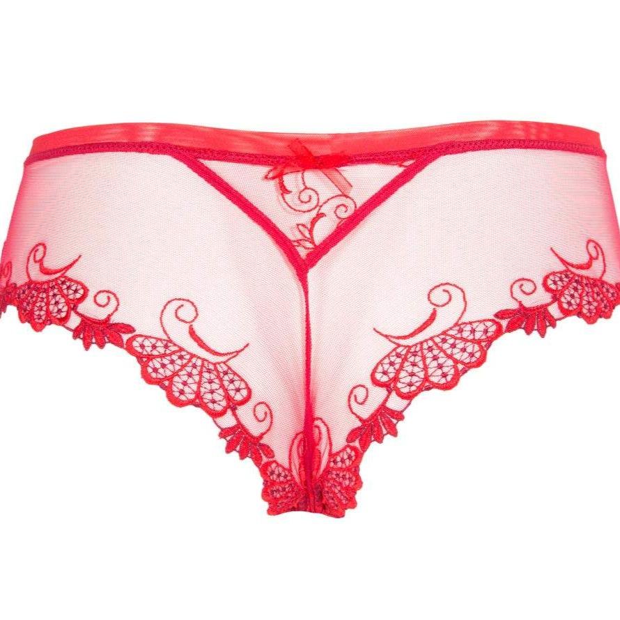 Lise Charmel Dressing Floral Boyshort in Red ACC0488-Panties-Lise Charmel-Red-XSmall-Anna Bella Fine Lingerie, Reveal Your Most Gorgeous Self!
