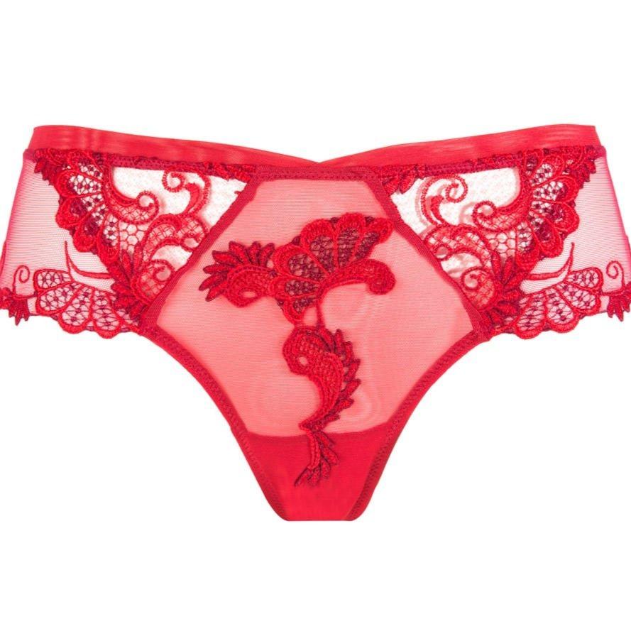 Lise Charmel Dressing Floral Boyshort in Red ACC0488-Panties-Lise Charmel-Red-XSmall-Anna Bella Fine Lingerie, Reveal Your Most Gorgeous Self!