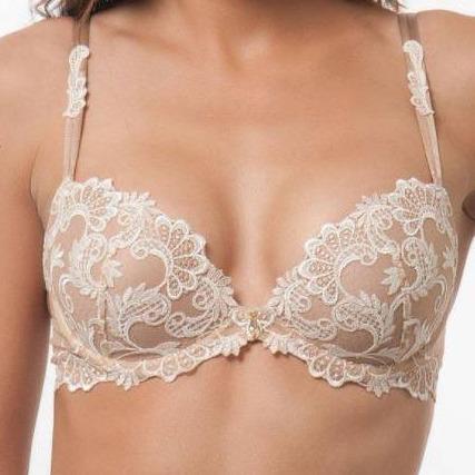 Lise Charmel Dressing Floral Contour Bra in Ambre Nacre ACC8588-Bras-Lise Charmel-Amber Nacre-34-D-Anna Bella Fine Lingerie, Reveal Your Most Gorgeous Self!