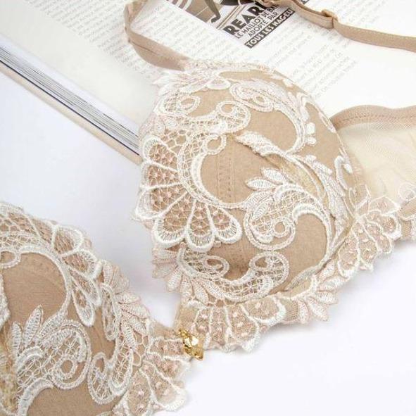 Lise Charmel Dressing Floral Contour Bra in Ambre Nacre ACC8588-Bras-Lise Charmel-Amber Nacre-34-D-Anna Bella Fine Lingerie, Reveal Your Most Gorgeous Self!