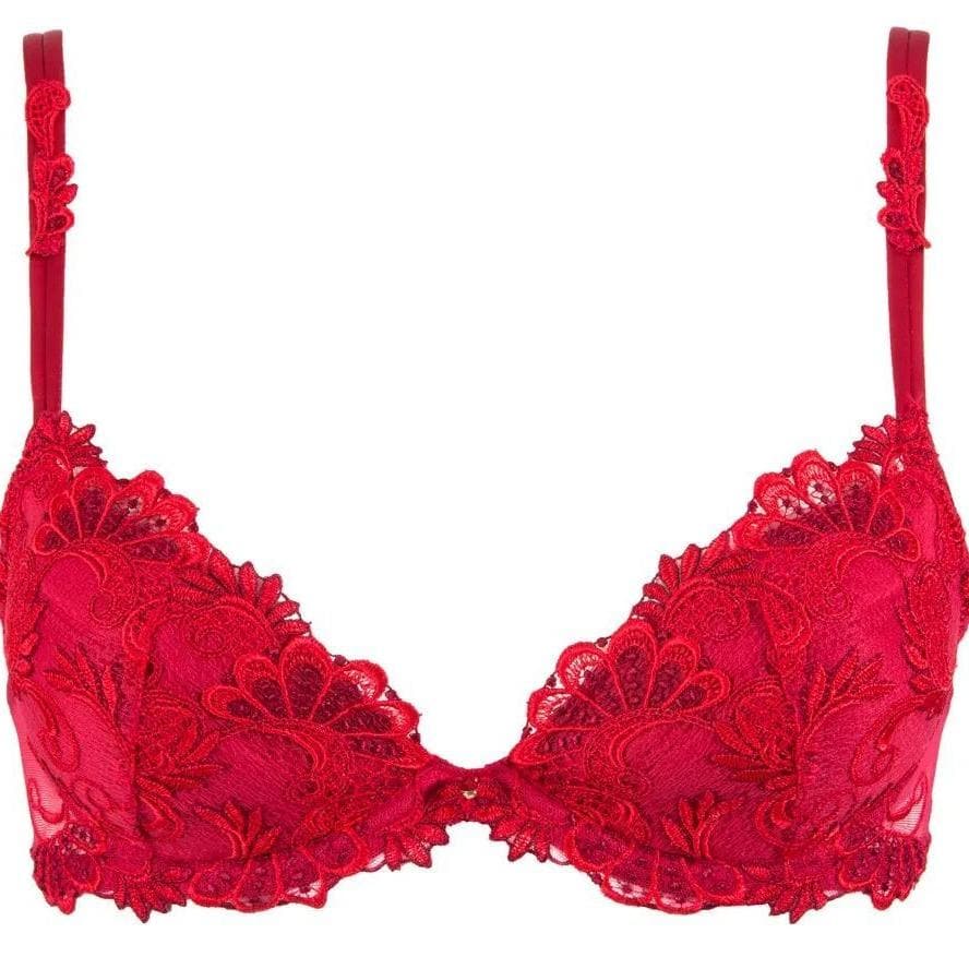 Lise Charmel Dressing Floral Contour Bra in Red ACC8588-Bras-Lise Charmel-Red-34-B-Anna Bella Fine Lingerie, Reveal Your Most Gorgeous Self!