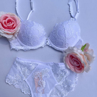 Lise Charmel Dressing Floral Contour Bra in White ACC8588-Anna Bella Fine Lingerie-White-32-B