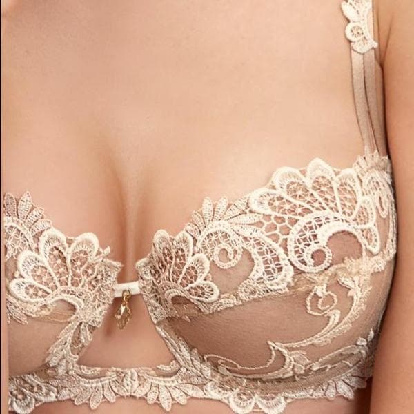 Lise Charmel Dressing Floral Demi Bra in Ambre Nacre ACC3088-Anna Bella Fine Lingerie-Ambre Nacre-34-C