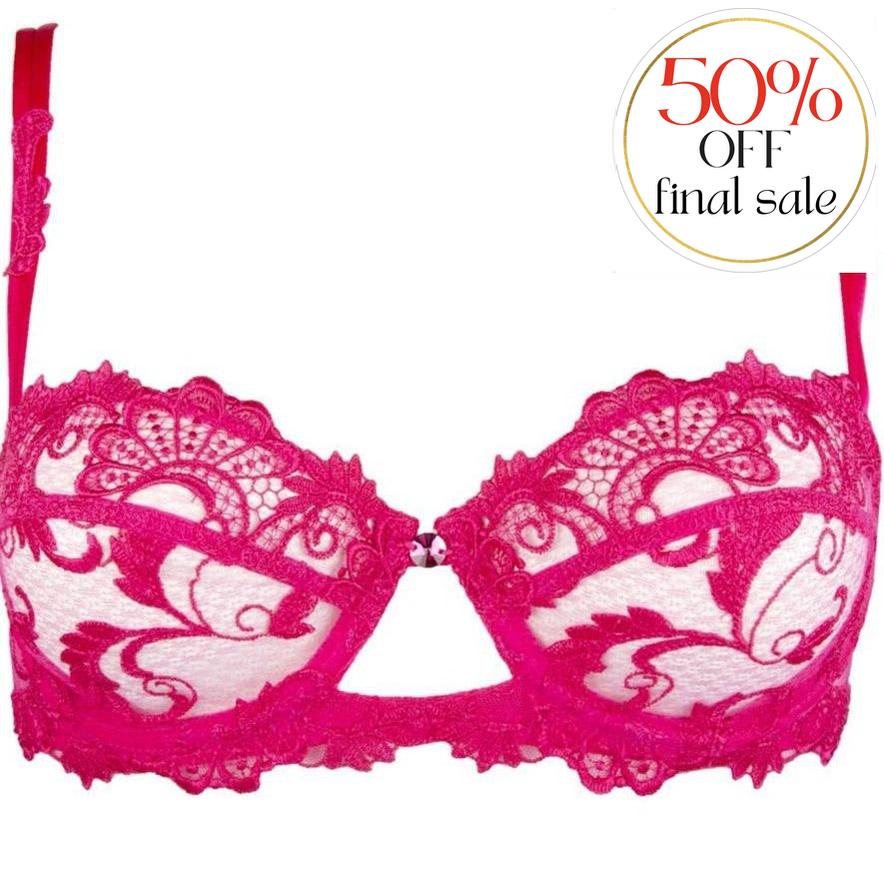 Lise Charmel Dressing Floral Lace Bra in Magenta ACC3088-Bras-Lise Charmel-Magenta-32-C-Anna Bella Fine Lingerie, Reveal Your Most Gorgeous Self!