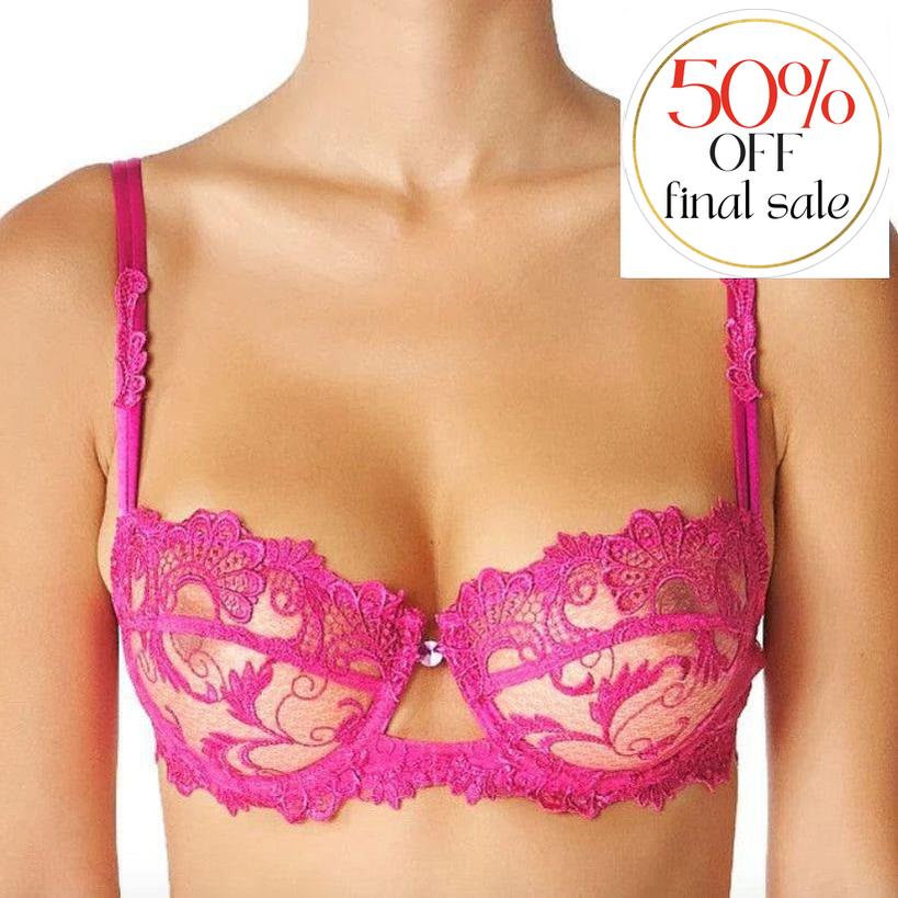 Lise Charmel Dressing Floral Lace Bra in Magenta ACC3088-Bras-Lise Charmel-Magenta-32-C-Anna Bella Fine Lingerie, Reveal Your Most Gorgeous Self!