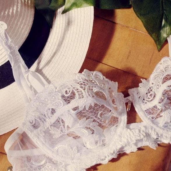 Lise Charmel Dressing Floral Lace Bra in White ACC3088-Bras-Lise Charmel-White-32-C-Anna Bella Fine Lingerie, Reveal Your Most Gorgeous Self!