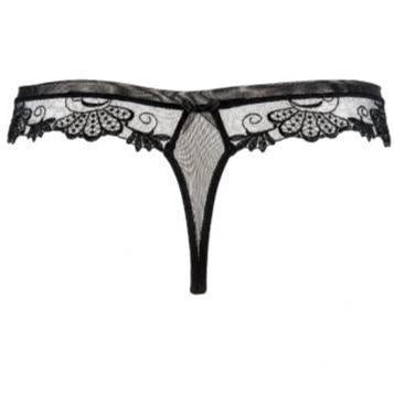 Lise Charmel Dressing Floral Thong in Noir ACC0088-Panties-Lise Charmel-Noir-XSmall-Anna Bella Fine Lingerie, Reveal Your Most Gorgeous Self!