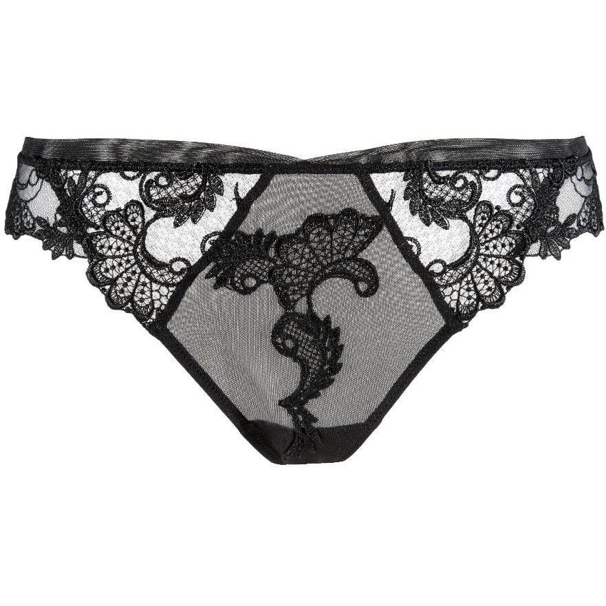 Lise Charmel Dressing Floral Thong in Noir ACC0088-Panties-Lise Charmel-Noir-XSmall-Anna Bella Fine Lingerie, Reveal Your Most Gorgeous Self!