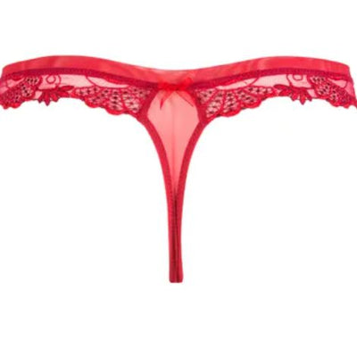 Lise Charmel Dressing Floral Thong in Red ACC0088-Panties-Lise Charmel-Red-XSmall-Anna Bella Fine Lingerie, Reveal Your Most Gorgeous Self!