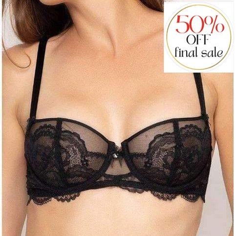 Lise Charmel Feminite Dentelle Vertical Seam Demi ACG3470-Bras-Lise Charmel-Black-32-B-Anna Bella Fine Lingerie, Reveal Your Most Gorgeous Self!