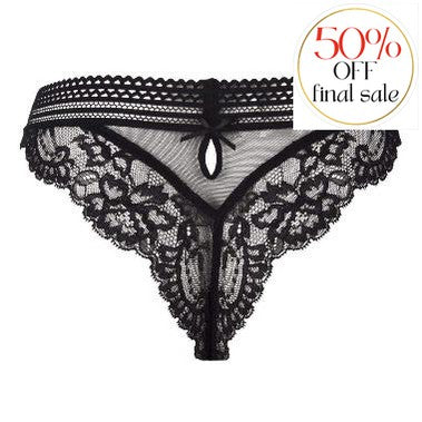 Lise Charmel Sexy Rebelle Thong ACG0037-Panties-Lise Charmel-Black-XSmall-Anna Bella Fine Lingerie, Reveal Your Most Gorgeous Self!