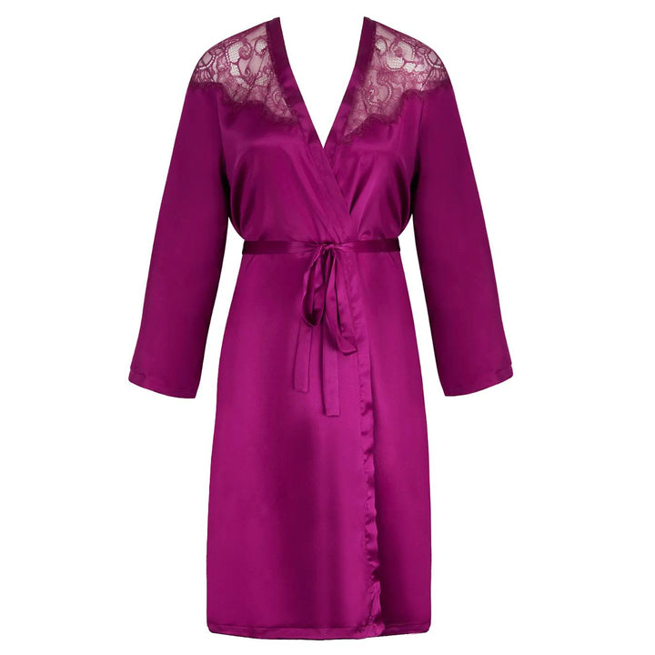 Lise Charmel Source Beaute Silk Robe in Amarante ALH2072-Robes-Not specified-Amarante-Small-Anna Bella Fine Lingerie, Reveal Your Most Gorgeous Self!