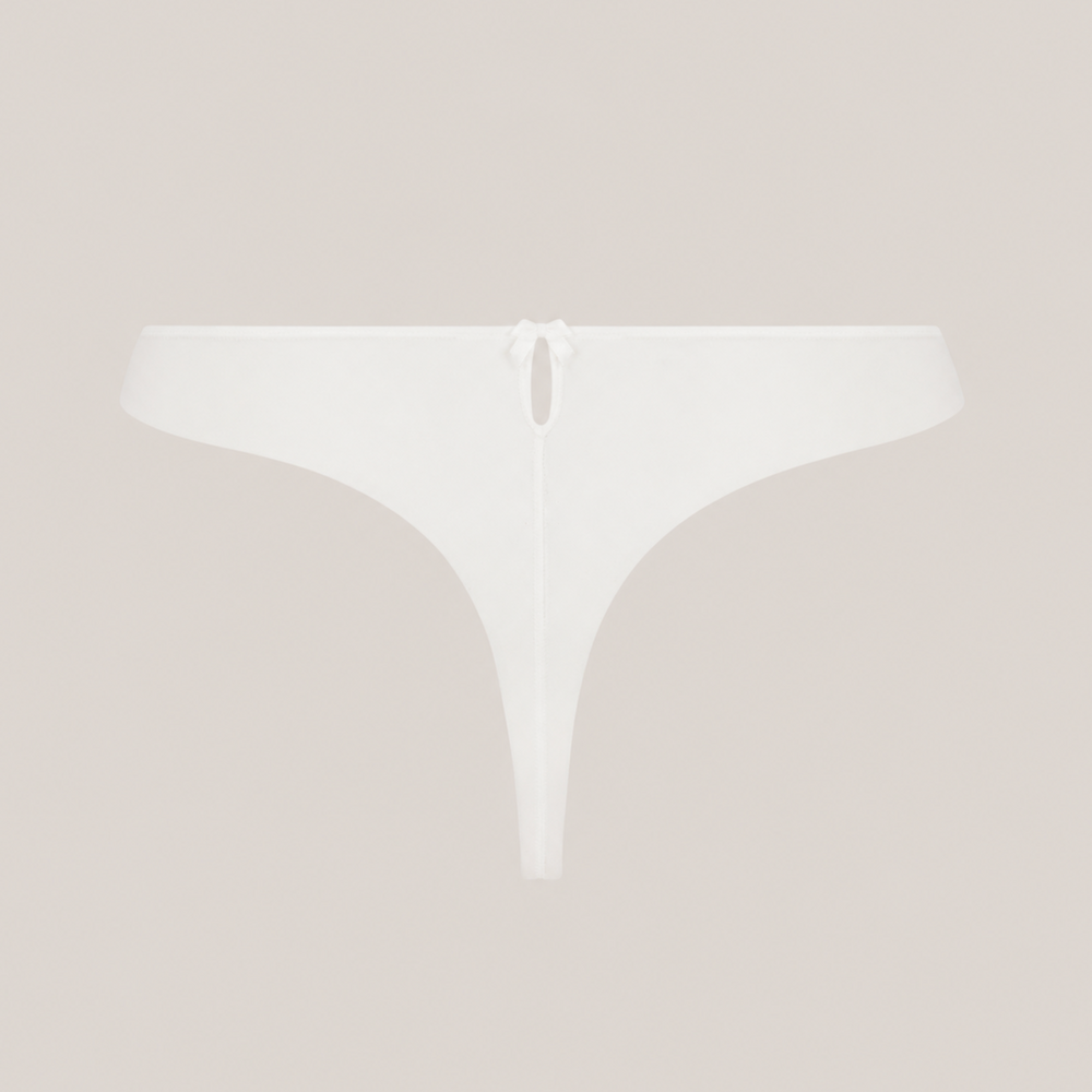 Lise Charmel Splendeur Soie Thong in Ecru Nacre ACC0080-Panties-Lise Charmel-XSmall-Anna Bella Fine Lingerie, Reveal Your Most Gorgeous Self!