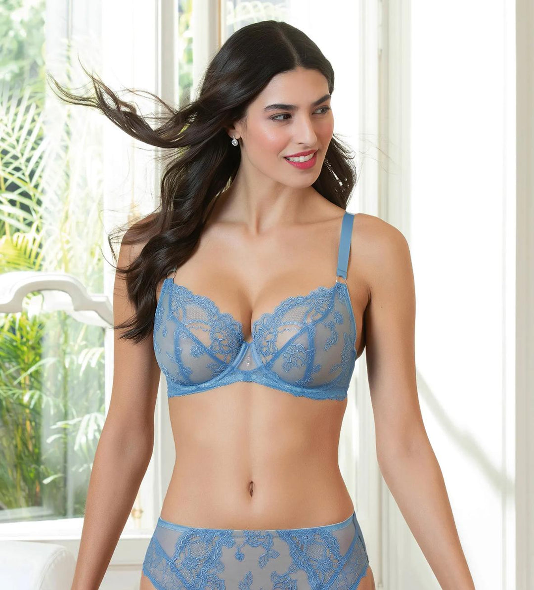 Lise Charmel Sublime En Dentelle 3/4 Cup Bra in Azur Sublime ACH2813-Bras-Lise Charmel-Azur Sublime-32-F-Anna Bella Fine Lingerie, Reveal Your Most Gorgeous Self!