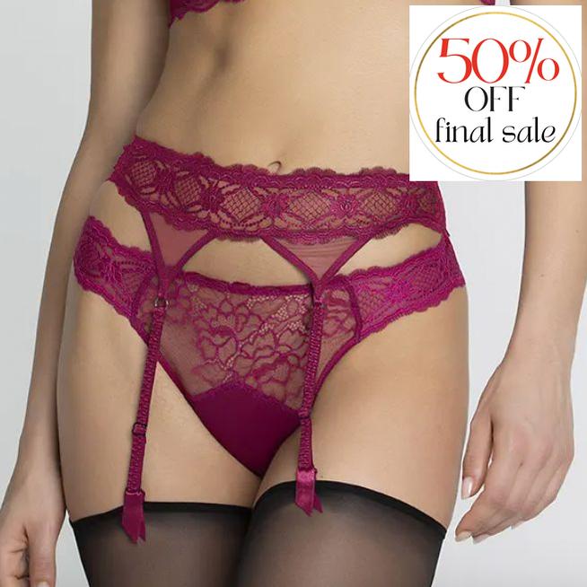 Lise Charmel Sublime En Dentelle Suspender Belt in Fuschia ACH4713-Garter Belt-Lise Charmel-Fucshia-Medium-Anna Bella Fine Lingerie, Reveal Your Most Gorgeous Self!