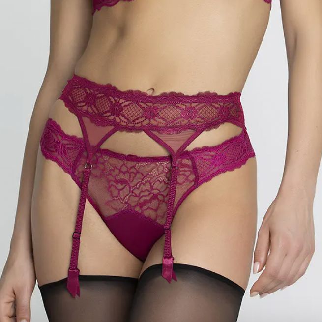 Lise Charmel Sublime En Dentelle Suspender Belt in Fuschia ACH4713-Anna Bella Fine Lingerie-Fucshia-Medium-